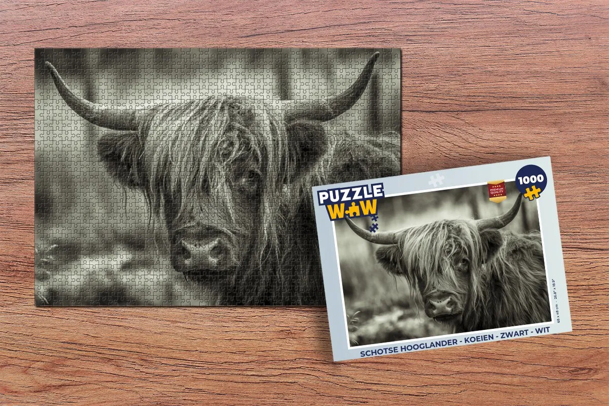 PuzzleWow Schotse Hooglander Legpuzzel 1000 Stuks - Multicolor