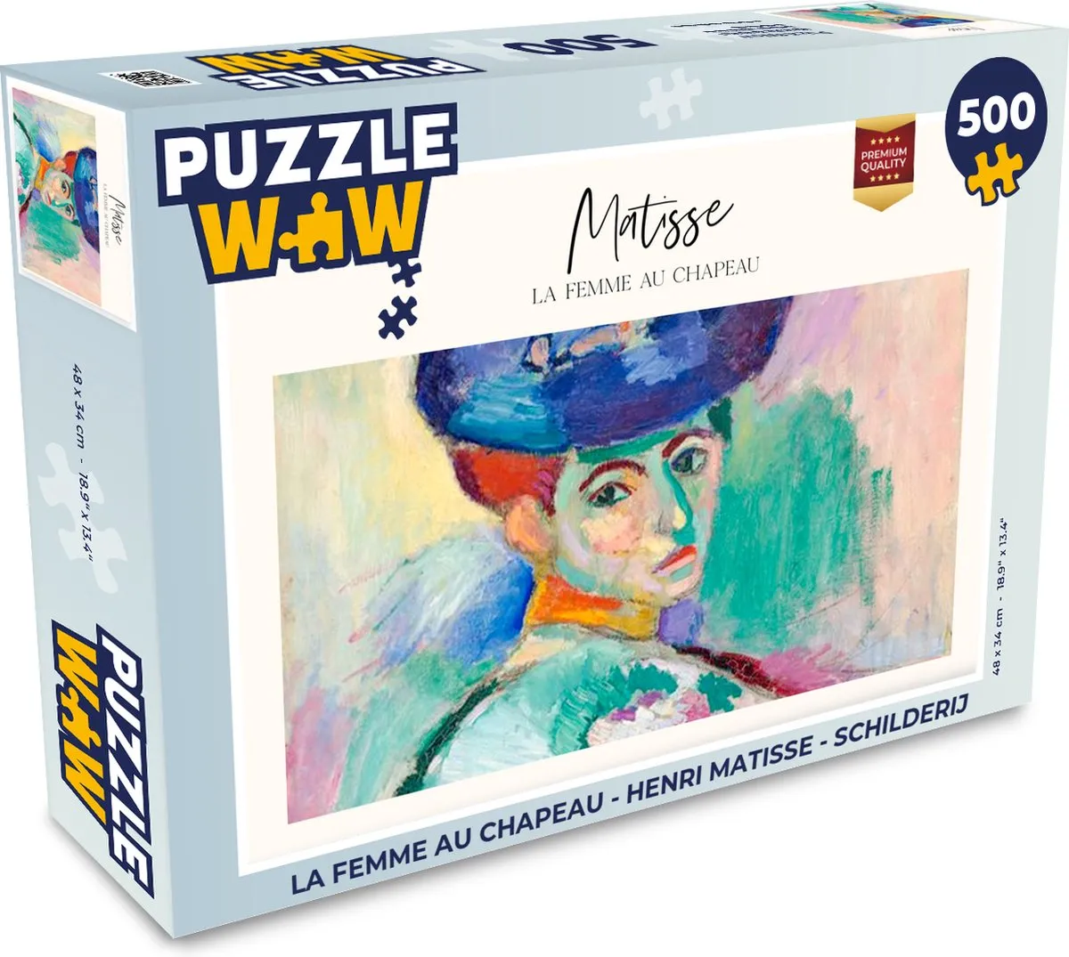 PuzzleWow La femme au chapeau Legpuzzel 500 Stuks - Multicolor