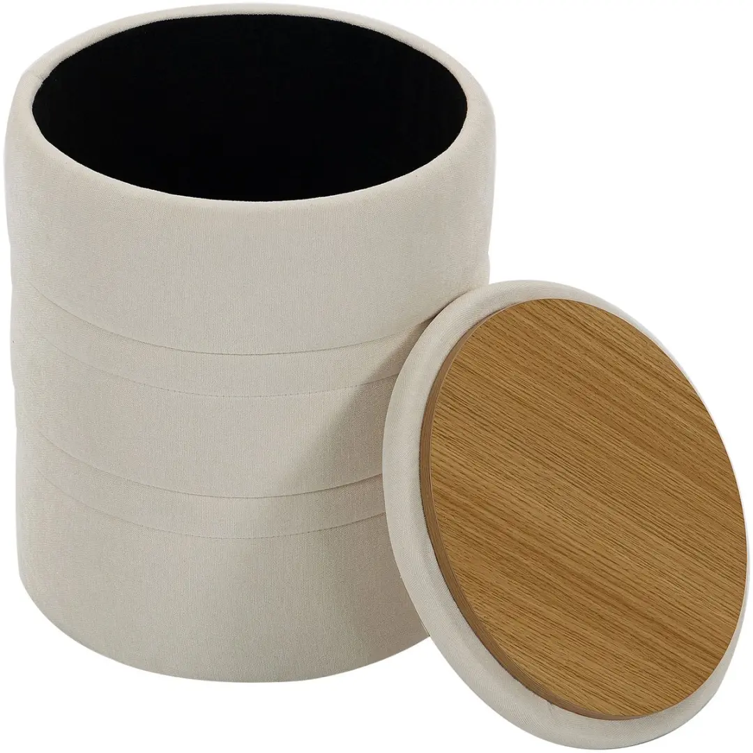 HOMCOM-Opbergpoef-Chenille (85% polyester, 15% acryl), MDF-36,5 x 36,5 x 46,5 cm