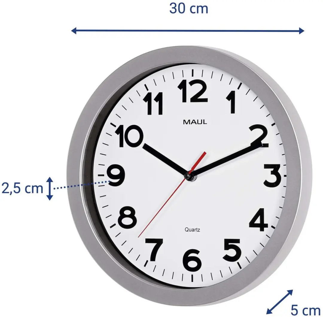 MAUL MAULstep Wandklok Ø30cm - Zilver - afbeelding 2 van 6