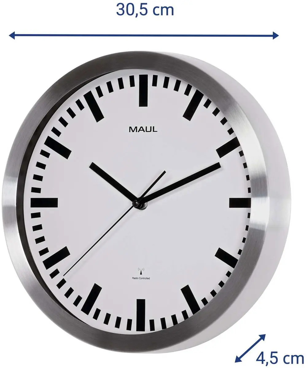 MAULpilot Wandklok 30RC - Zilver - Ø30,5cm - afbeelding 2 van 6
