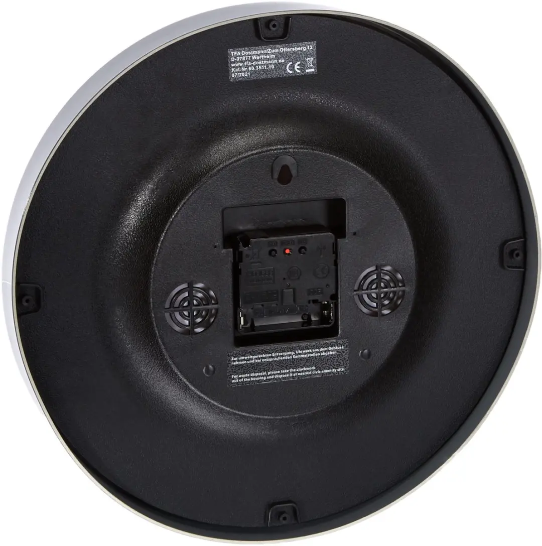 TFA Dostmann Wandklok 60.3511.10 - 30,2cm Antraciet - afbeelding 4 van 5