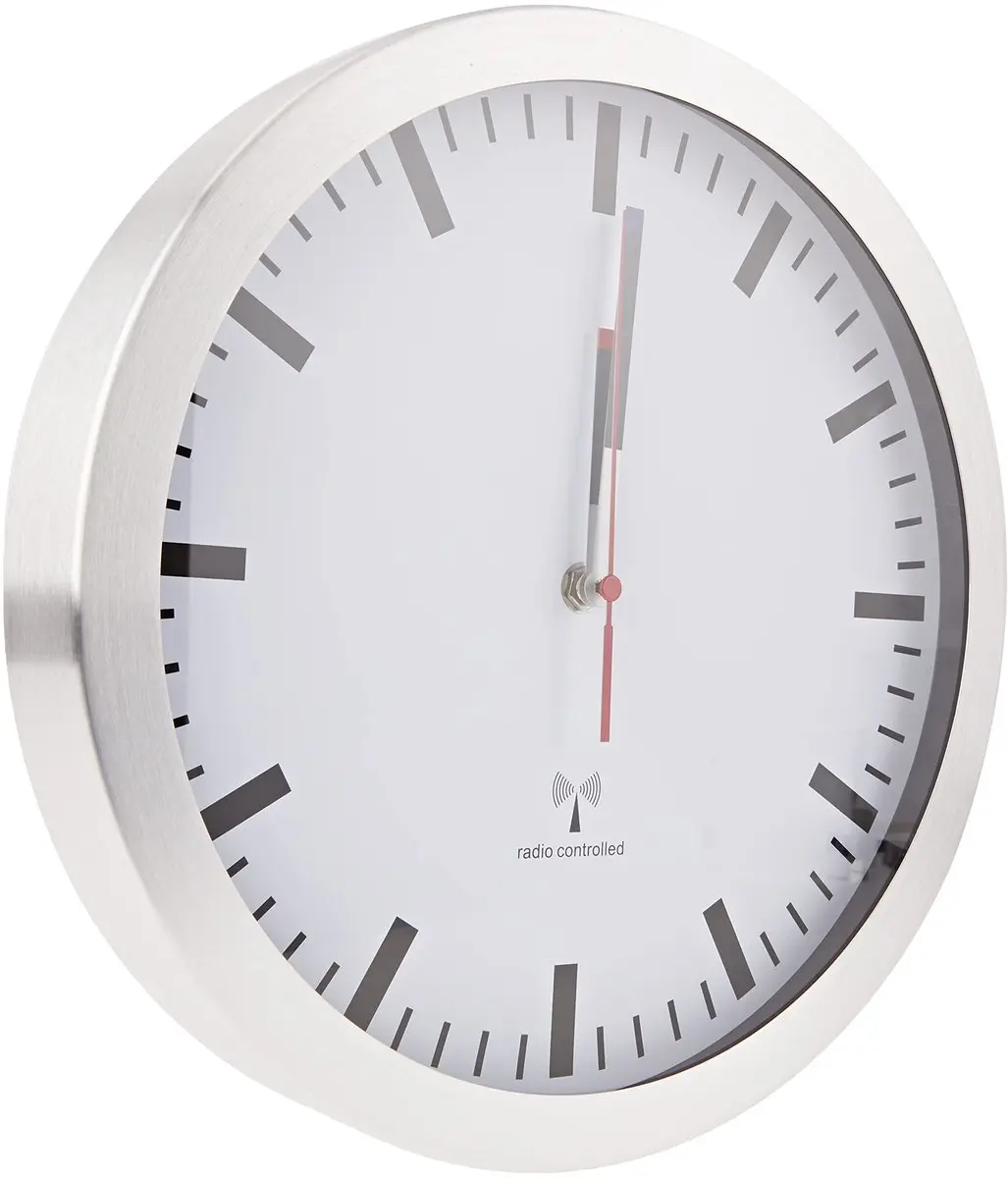 TFA Dostmann Wandklok 60.3528.02 - Zendergestuurd Aluminium - 30cm Leer - afbeelding 4 van 6