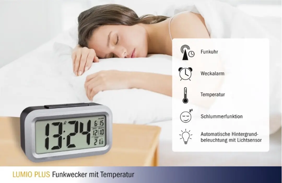 TFA Dostmann Wekker Zendergestuurd 60.2553.01 - Zwart/Zilver - afbeelding 5 van 6
