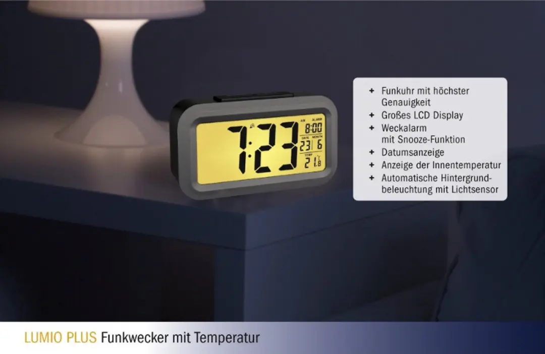 TFA Dostmann Wekker Zendergestuurd 60.2553.01 - Zwart/Zilver - afbeelding 6 van 6