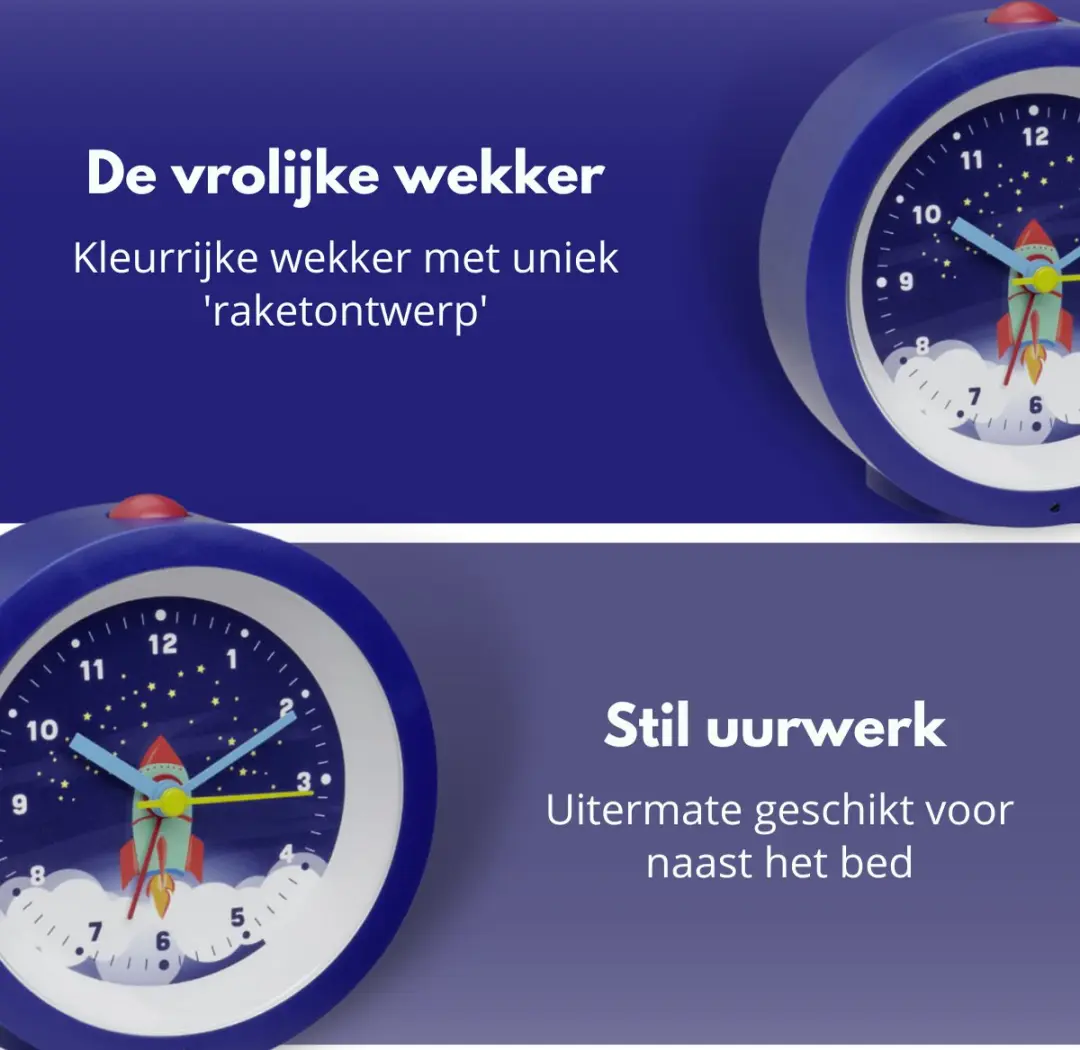 TFA Dostmann Kinderwekker Rakete Analoog - Donkerblauw/Multikleur - afbeelding 3 van 6