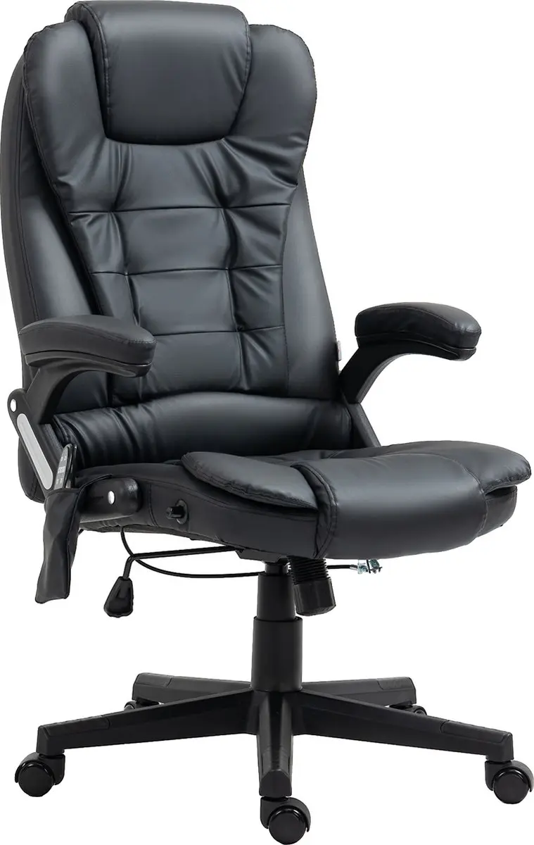 Homcom Massagesessel Kunstleder - 70x70cm - 111-121cm - Zwart - afbeelding 4 van 6