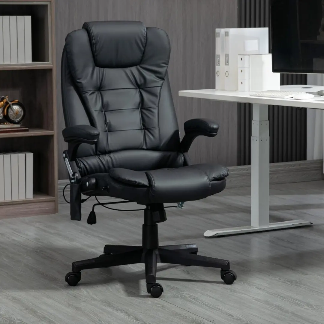 Homcom Massagesessel Kunstleder - 70x70cm - 111-121cm - Zwart - afbeelding 5 van 6