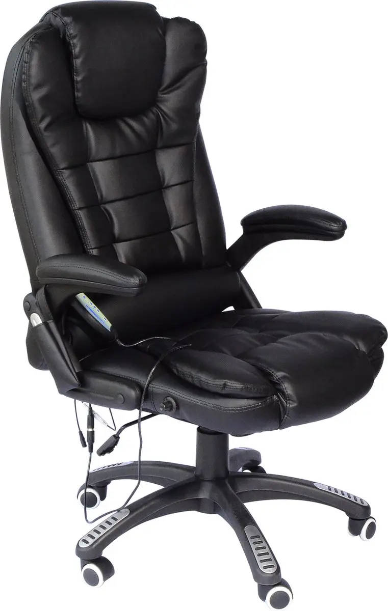 Homcom Massagesessel Kunstleder - 70x70cm - 111-121cm - Zwart - afbeelding 6 van 6
