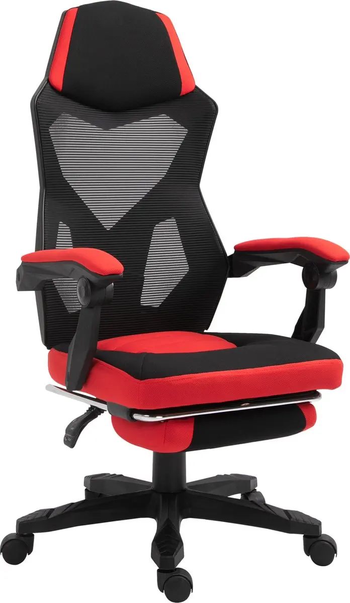 Vinsetto Ergonomische kantoorstoel gamestoel draaistoel met voetsteunen polyeste