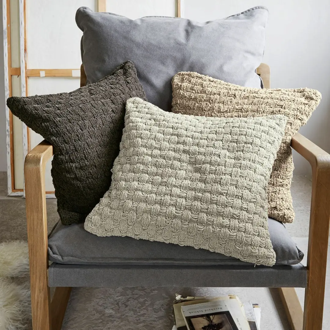 Loberon Kussenhoes set 3 Stuks - Antier beige/grijs - afbeelding 2 van 3