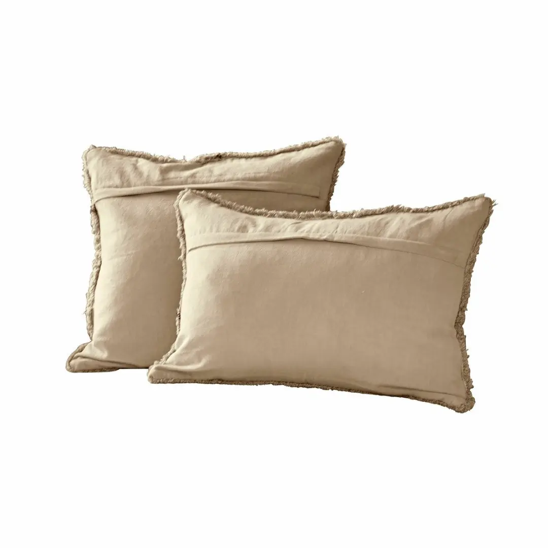 Loberon Kussenhoes Set 2 Stuks - Lavinois Crème/Bruin - afbeelding 4 van 4