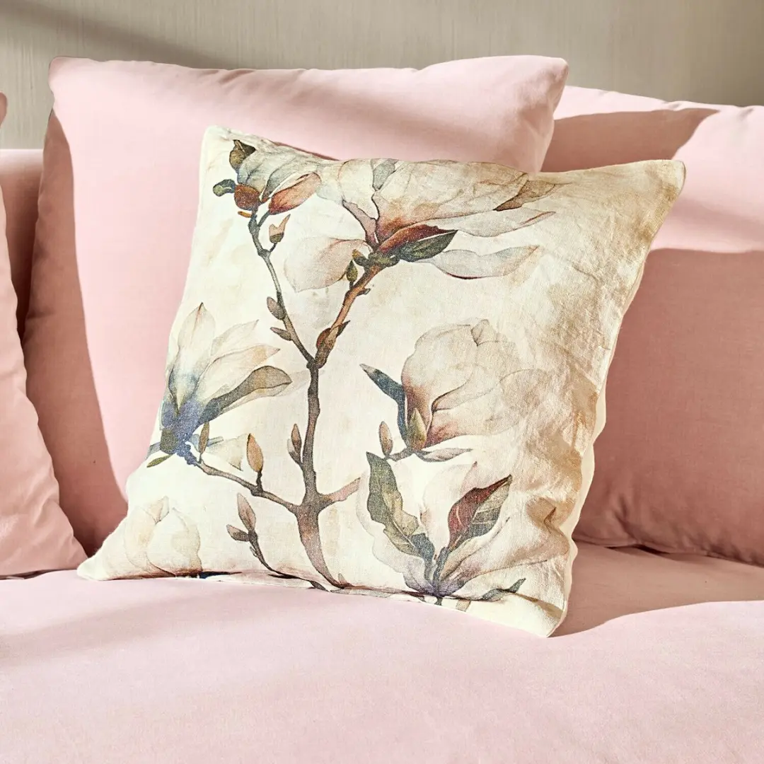 Loberon Kussenhoes Aurélines - Roze/Beige - afbeelding 3 van 4