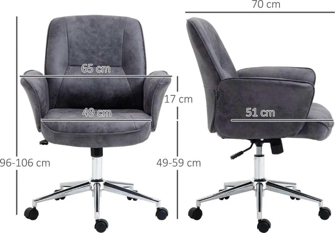 Vinsetto Ergonomische Bureaustoel - Donkergrijs - afbeelding 4 van 6
