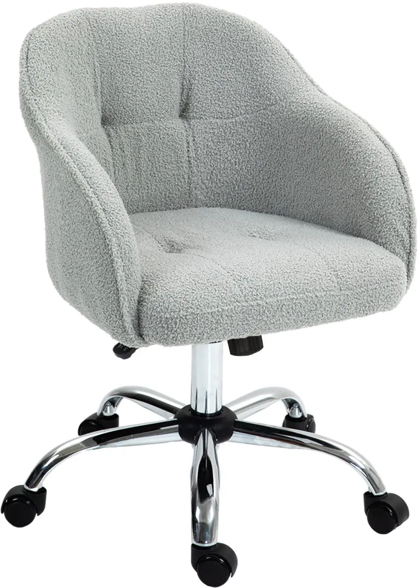 HOMCOM Bureaustoel Polyester, Kunstleer 56L x 61B x 76-86H cm Grijs