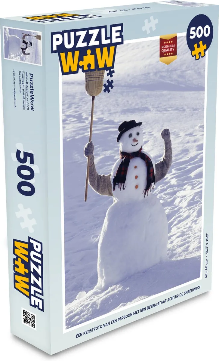 PuzzleWow Kerstfoto Bezembaar Sneeuwpop Legpuzzel 500 Stuks