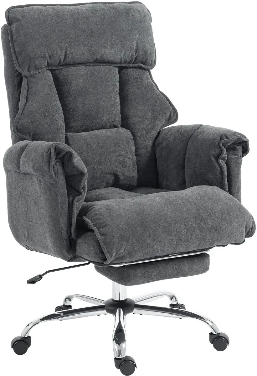 Homcom Bureaustoel-Sneeuwflanel (100% polyester)-80L x 80B x 106-114H cm-Donkerg