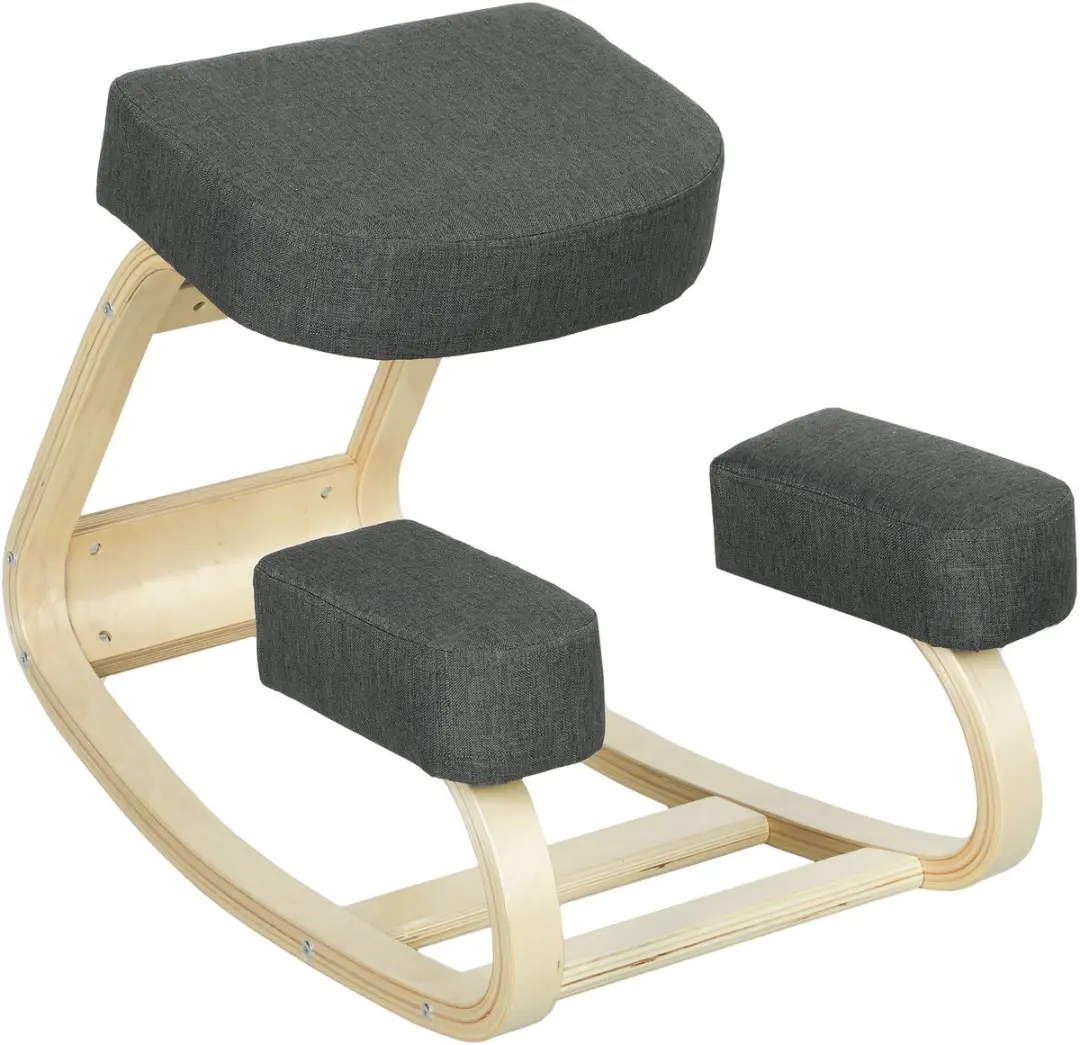Vinsetto Kniestoel-Berkenhout, polyester-69L x 51B x 58H cm-Donkergrijs
