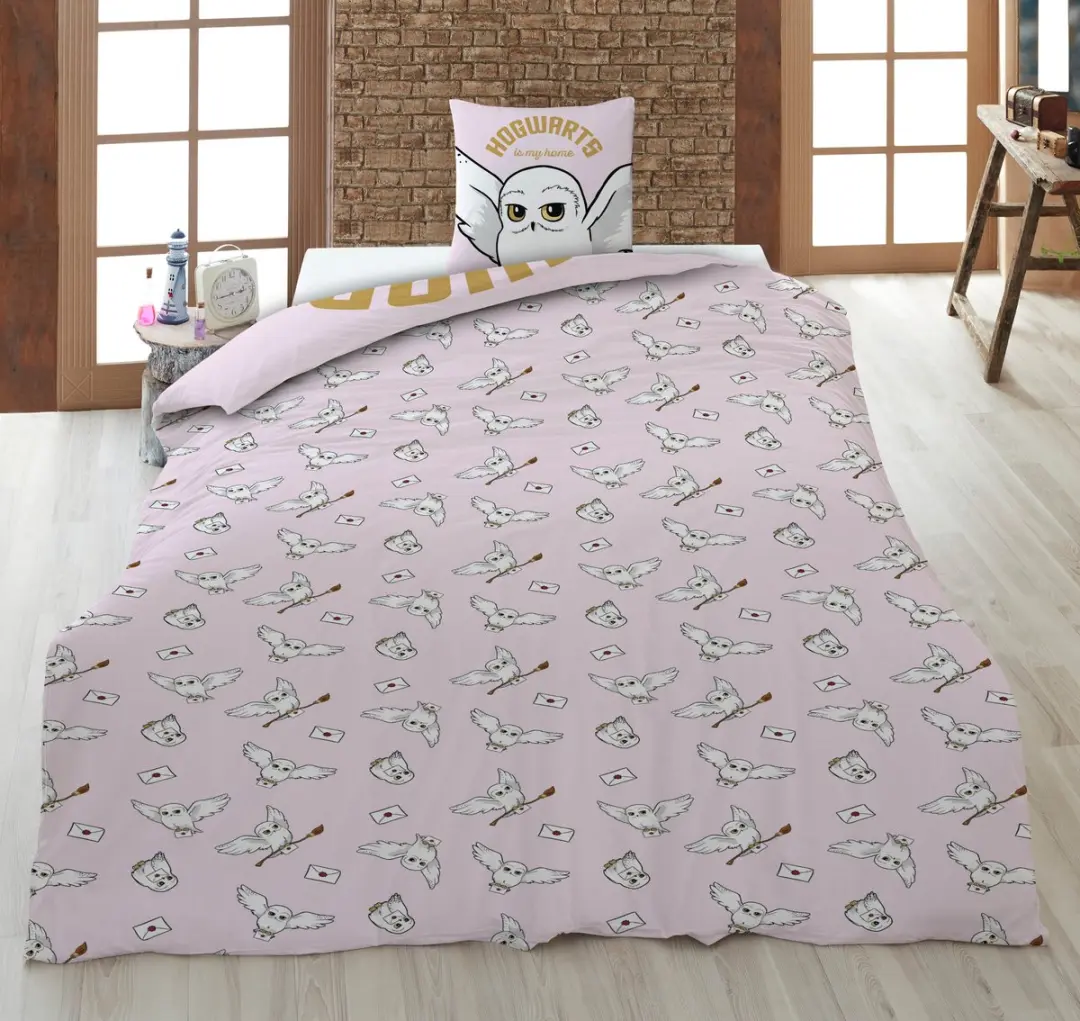 Harry Potter Hogwarts Dekbedovertrek 140x200cm - Roze - afbeelding 4 van 4