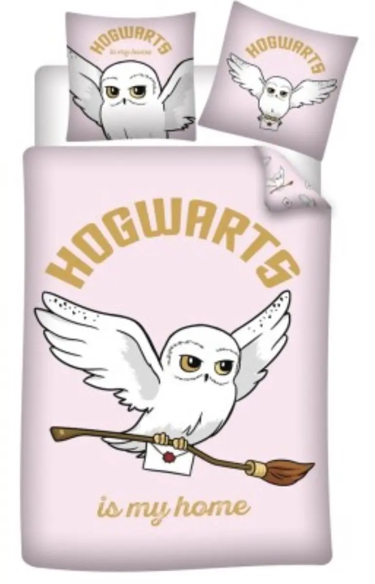 Harry Potter Hogwarts Dekbedovertrek 140x200cm - Roze - afbeelding 3 van 4