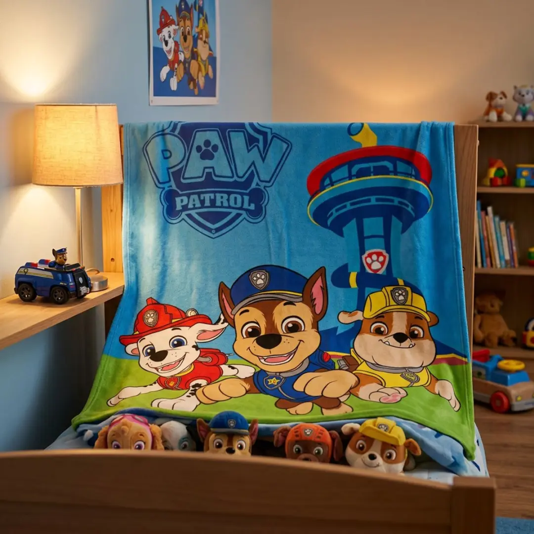 PAW Patrol Fleece Deken 110x150cm - Blauw/ Groen - afbeelding 2 van 6
