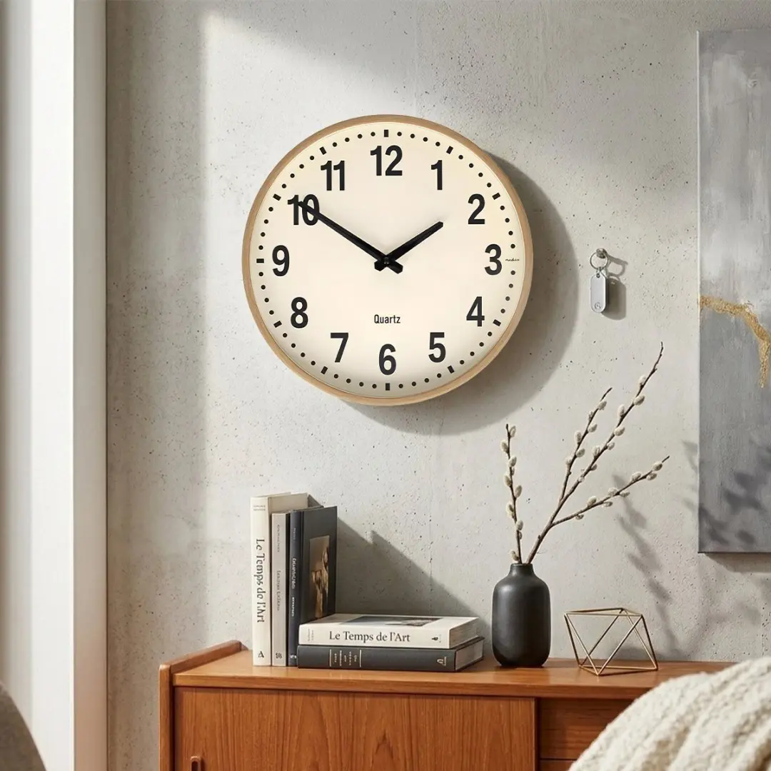 Nedis Wandklok 30cm Hout - Stil Uurwerk - afbeelding 3 van 4