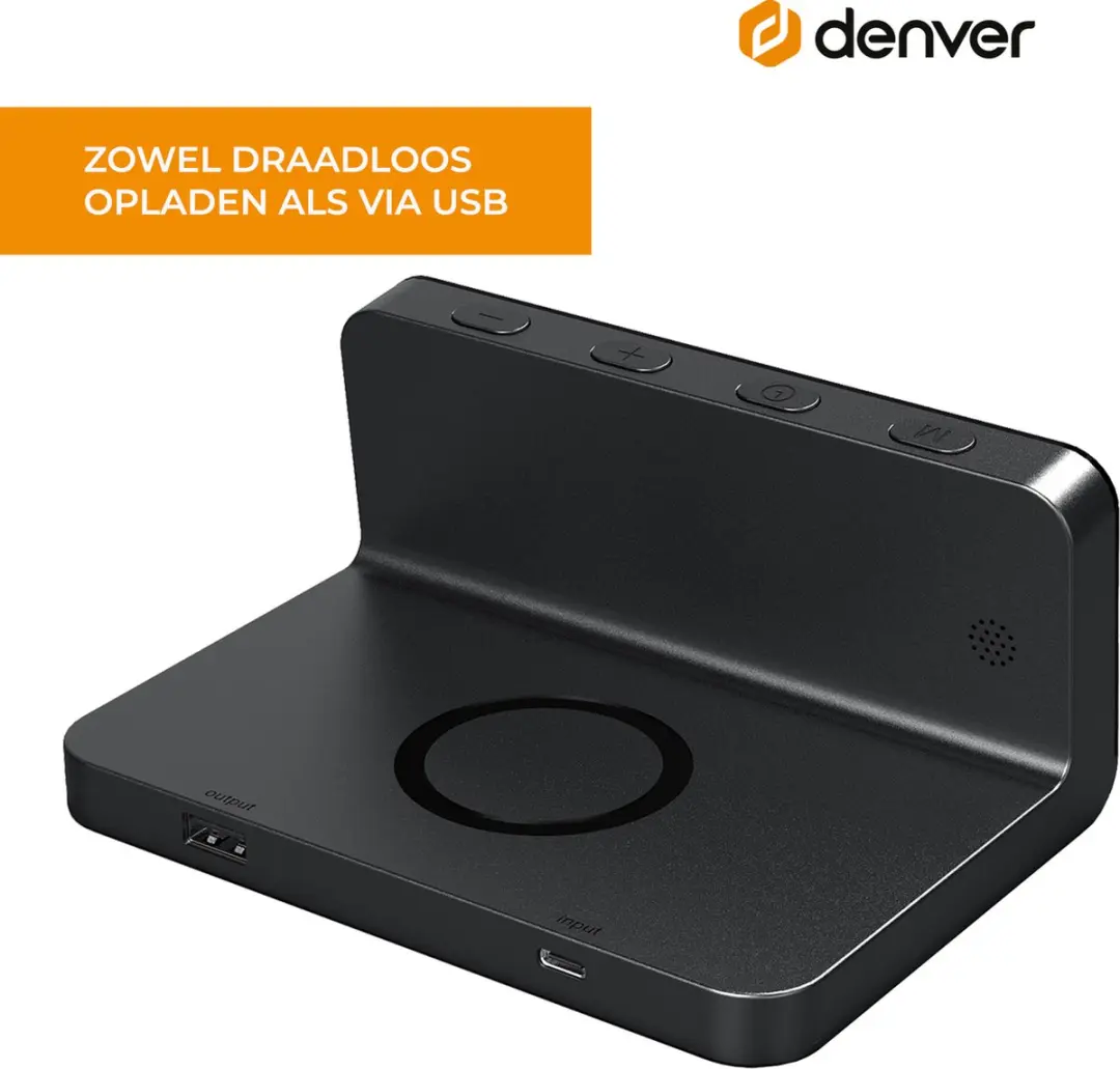 Denver Digitale Wekker ECQ103 - Draadloos Opladen - Zwart - afbeelding 2 van 6