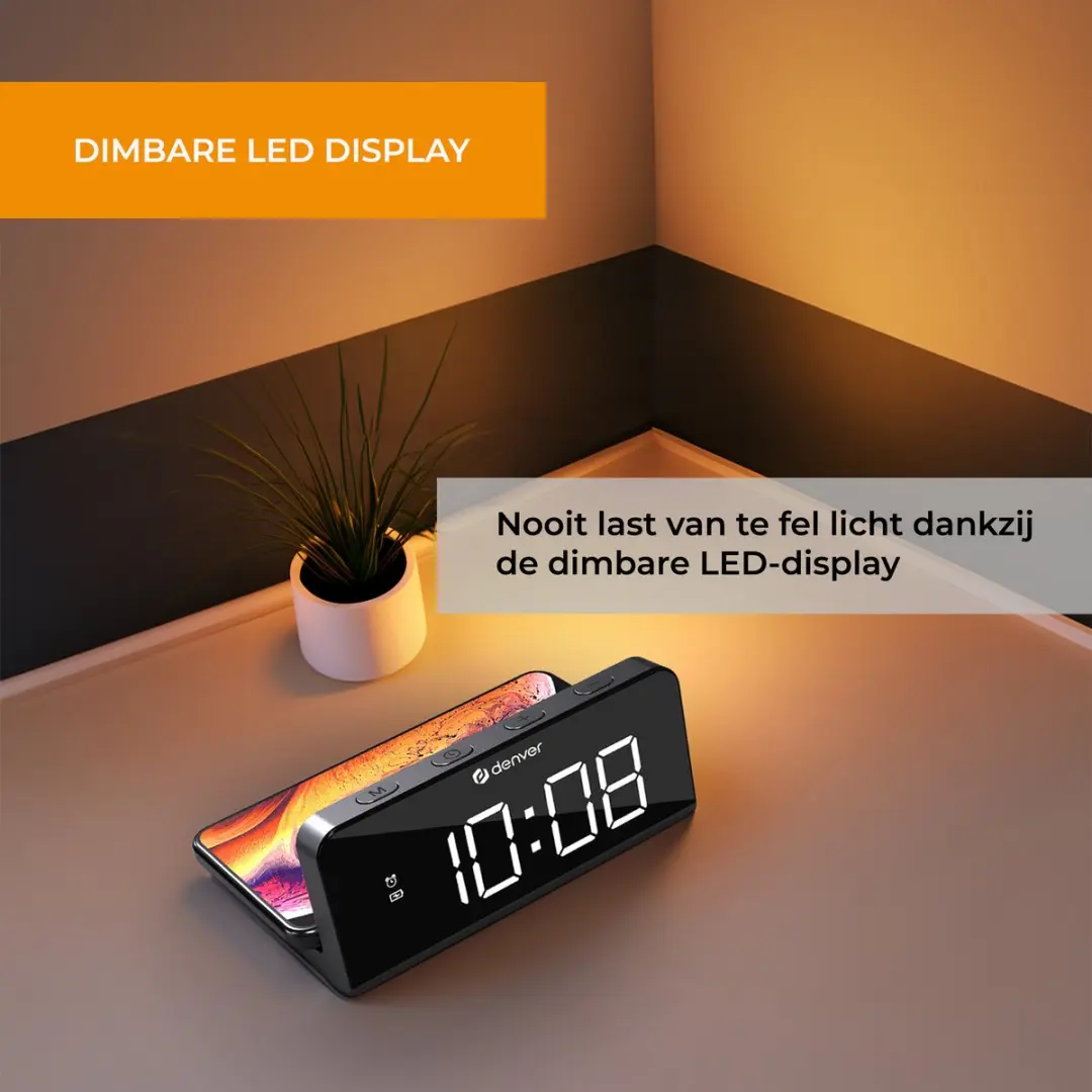 Denver Digitale Wekker ECQ103 - Draadloos Opladen - Zwart - afbeelding 3 van 6
