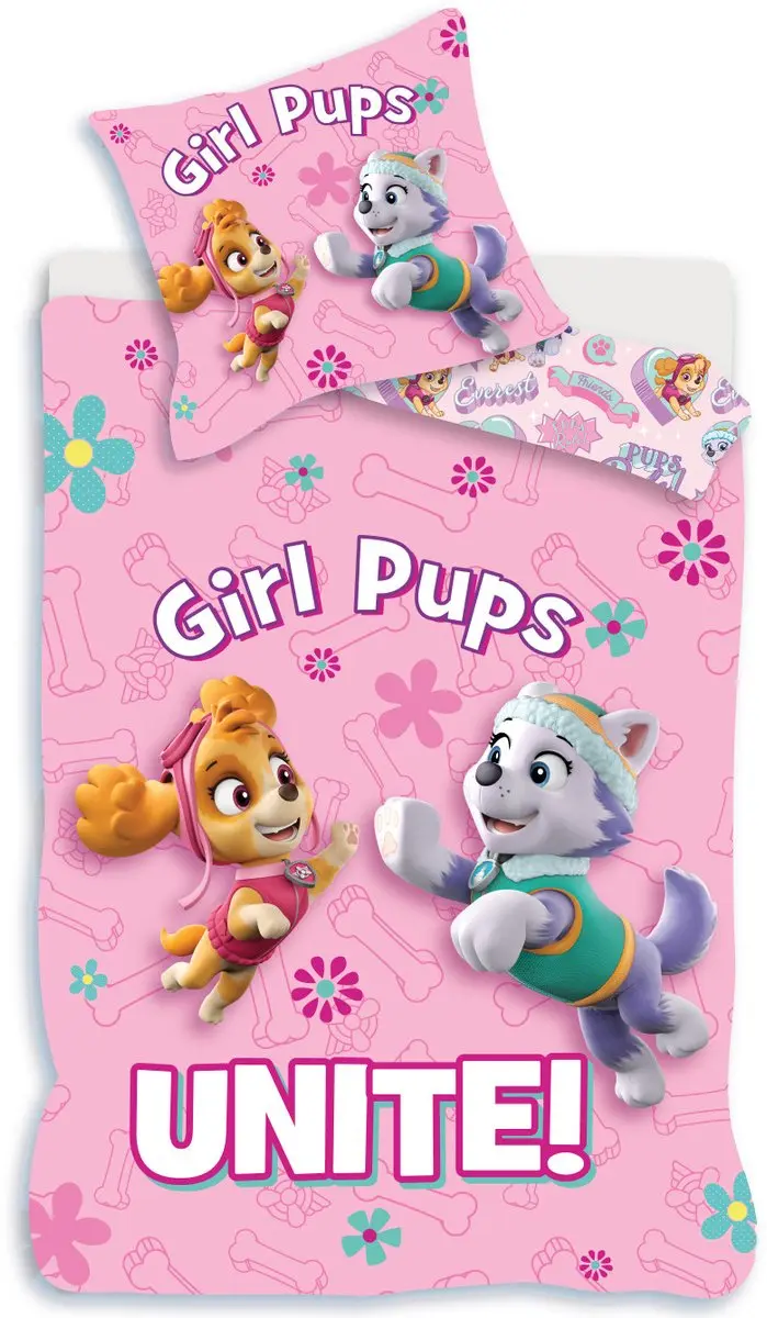 Paw Patrol peuterdekbedovertrek Skye & Everest Roze 100 x 135 cm Katoen