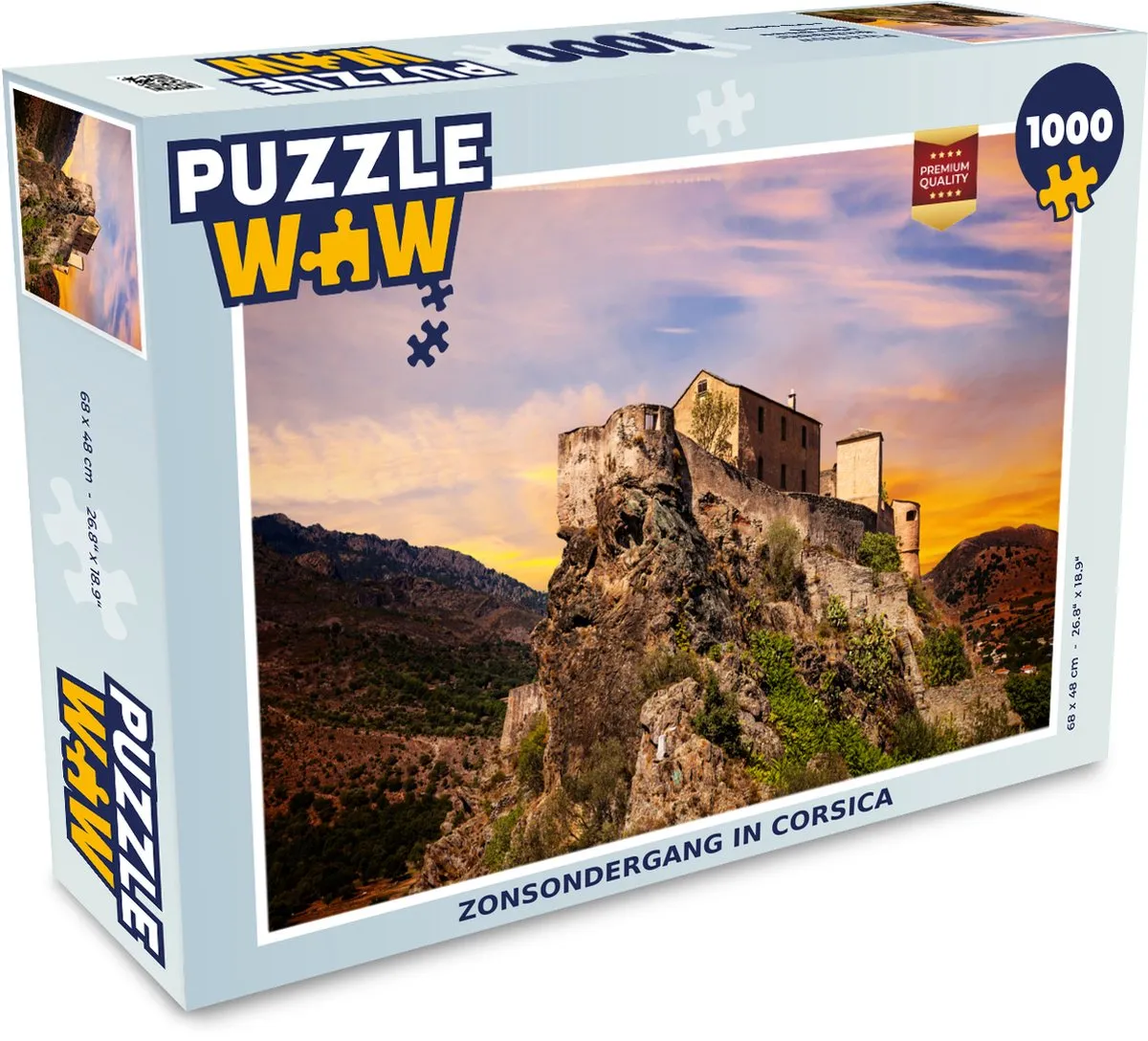 PuzzleWow Zonsondergang in Corsica Legpuzzel 1000 Stuks - Multicolor