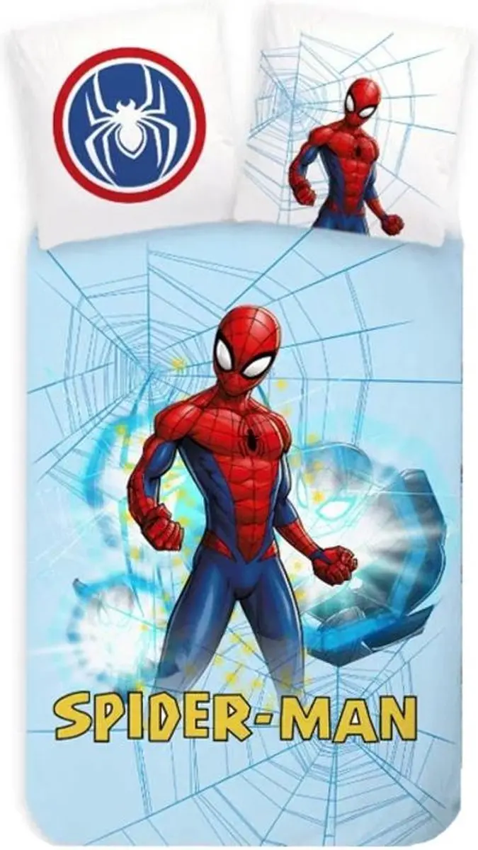 SpiderMan Dekbedovertrek Lichtblauw 140 x 200 cm