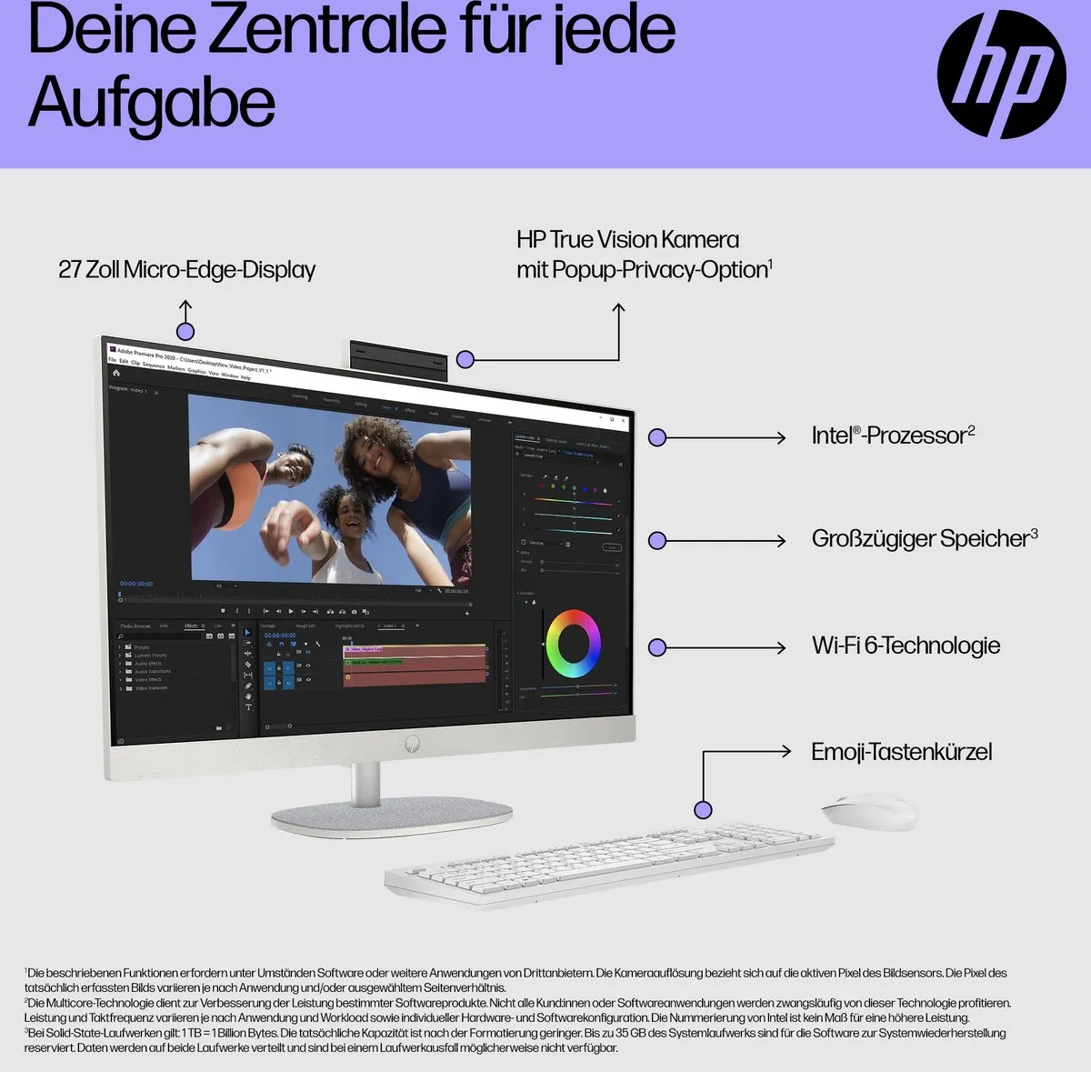 HP 27-CR0109NG All-in-One PC - 27 inch - 8GB - 512GB SSD - Wit