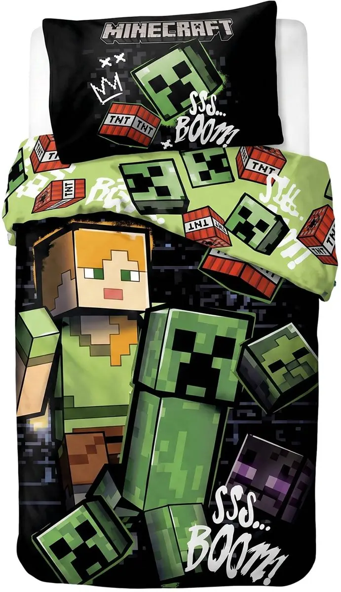 Minecraft Dekbedovertrek Eenpersoons - Meerkleurig - afbeelding 3 van 4