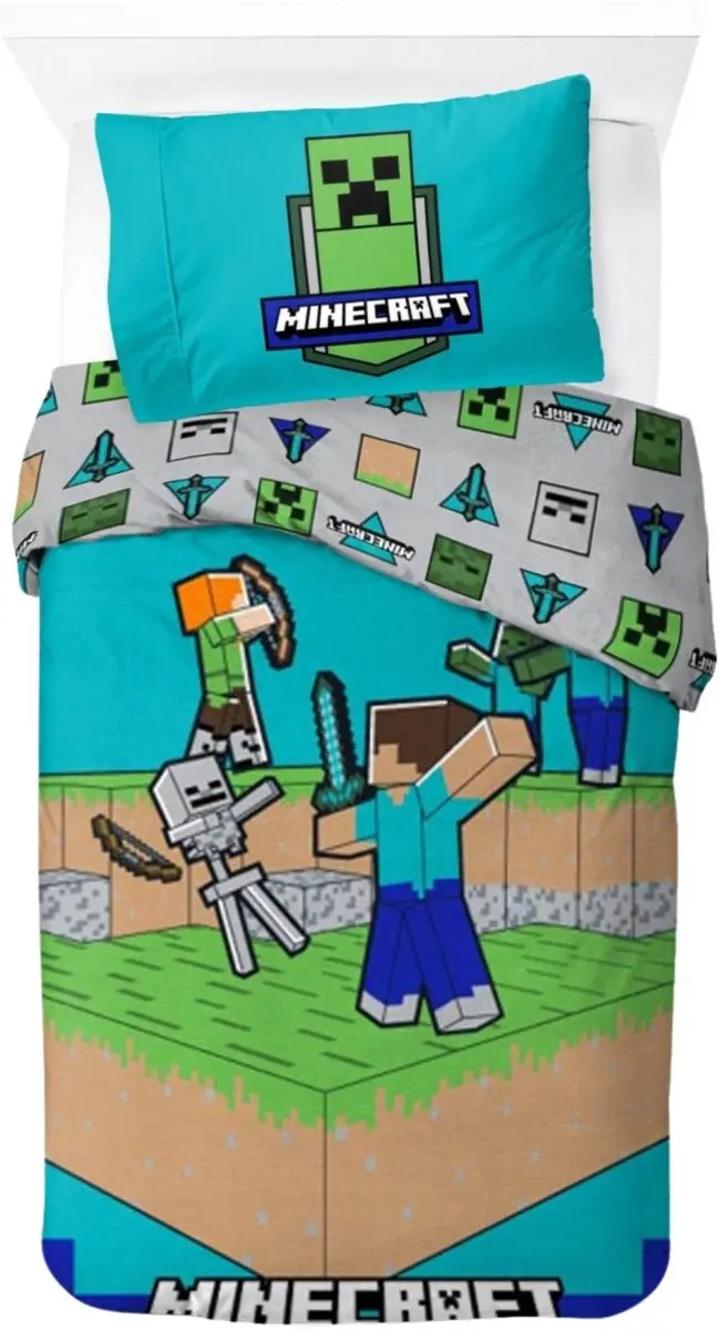Minecraft Dekbedovertrek Eenpersoons - Meerkleurig - afbeelding 4 van 4