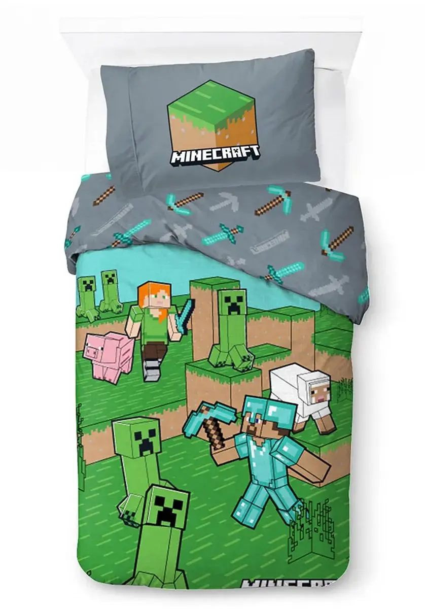 Minecraft Dekbedovertrek Eenpersoons - Meerkleurig - afbeelding 2 van 4