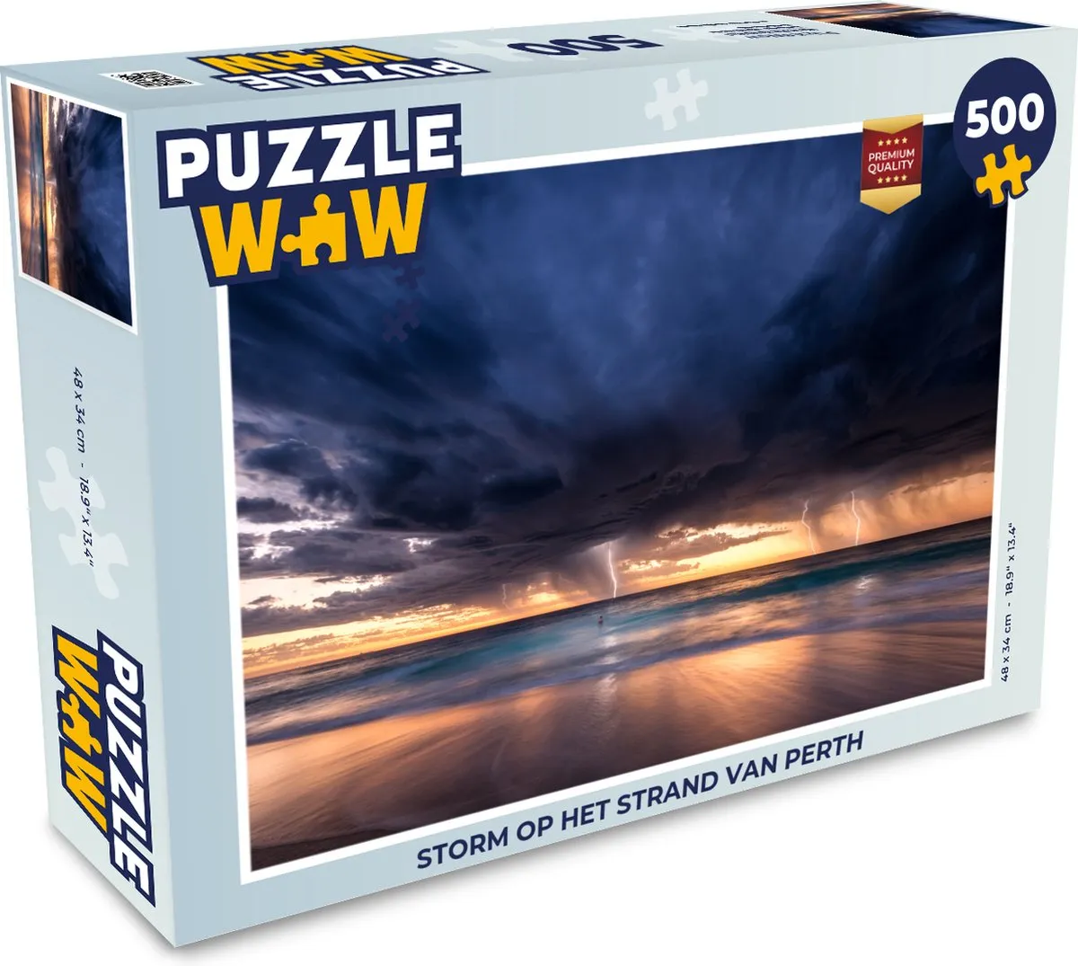 PuzzleWow Storm op het Strand van Perth Legpuzzel 500 Stuks - Multicolor