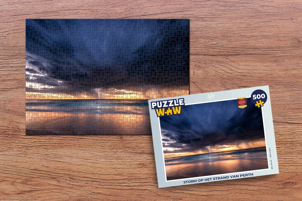 PuzzleWow Storm op het Strand van Perth Legpuzzel 500 Stuks - Multicolor
