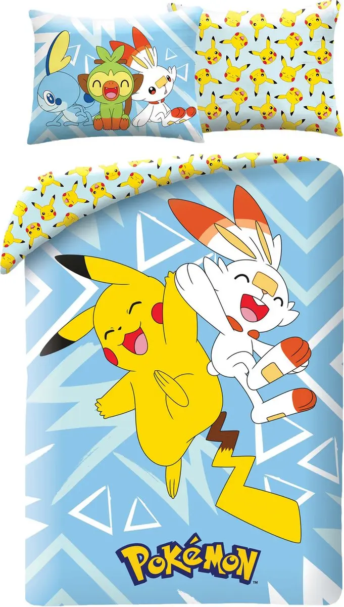 Pokemon Dekbedovertrek Blue triangles 140 x 200 cm