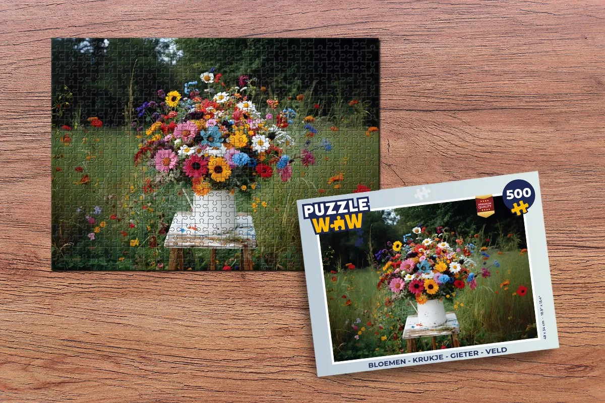 PuzzleWow Bloemen Krukje Gieter Veld Legpuzzel 500 Stuks