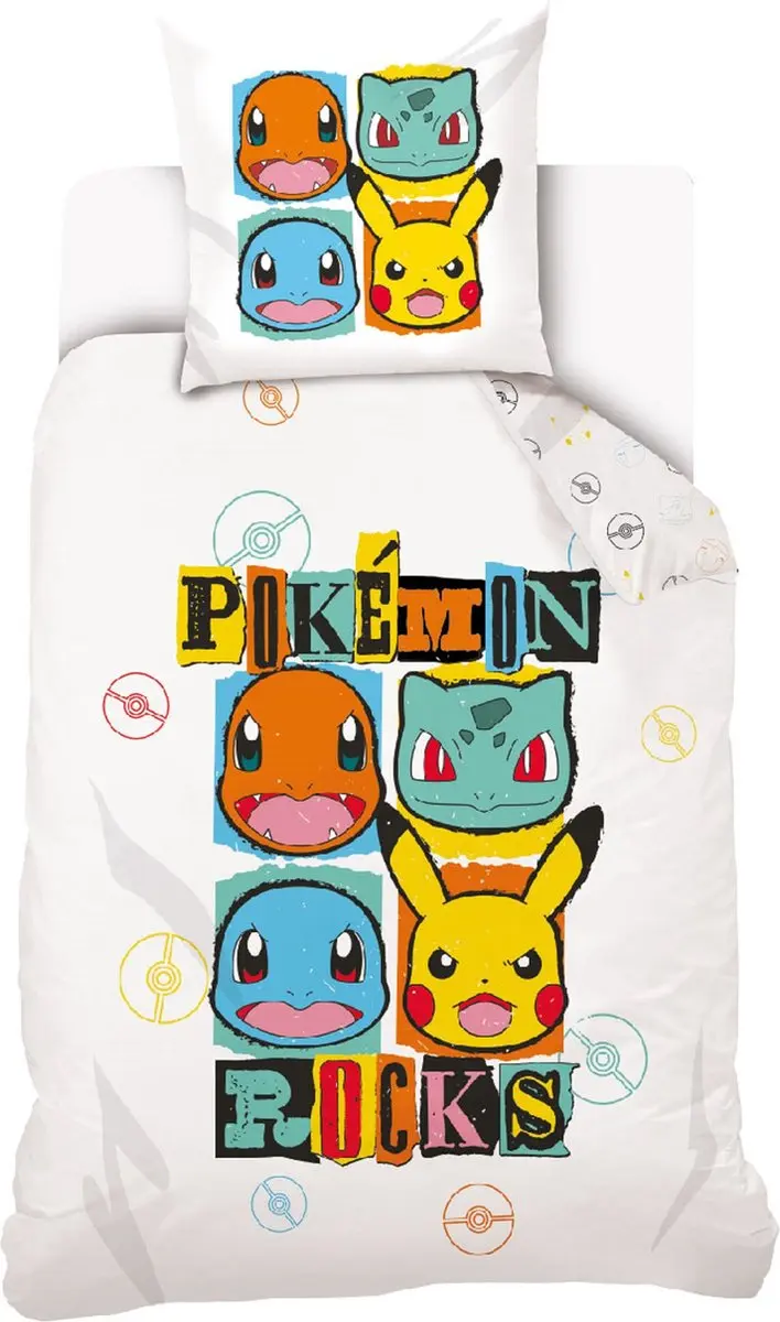 Pokémon Dekbedovertrek Pokemons Rocks 140 x 200 cm (Multi)