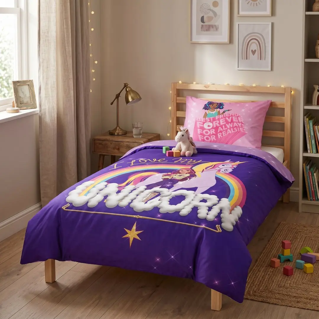 Unicorn Academy Dekbedovertrek Eenpersoons 140x200cm - Roze
