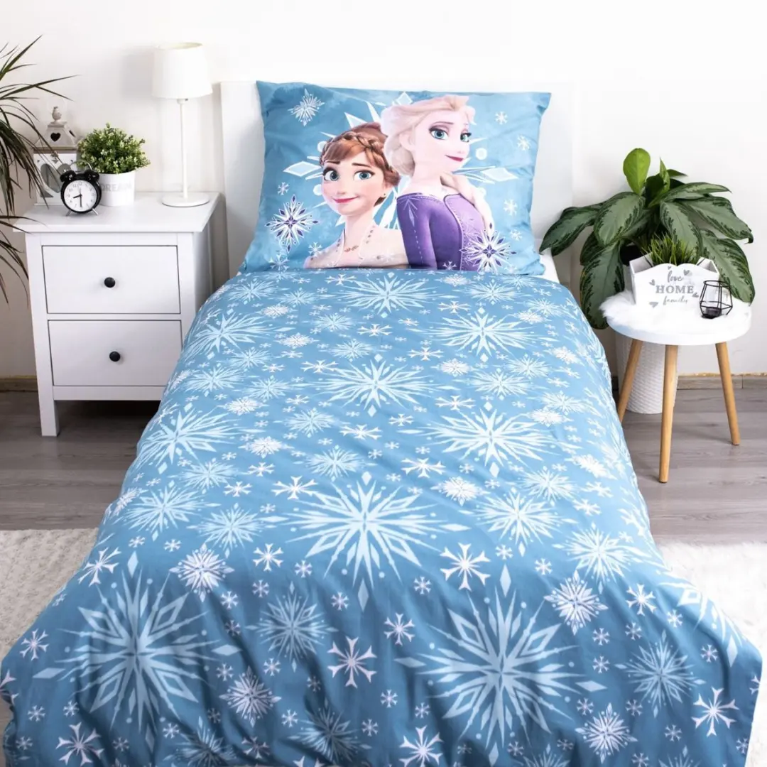Disney Frozen Dekbedovertrek Sneeuwvlokje - 140x200cm + 70x90cm - Blauw - afbeelding 3 van 6