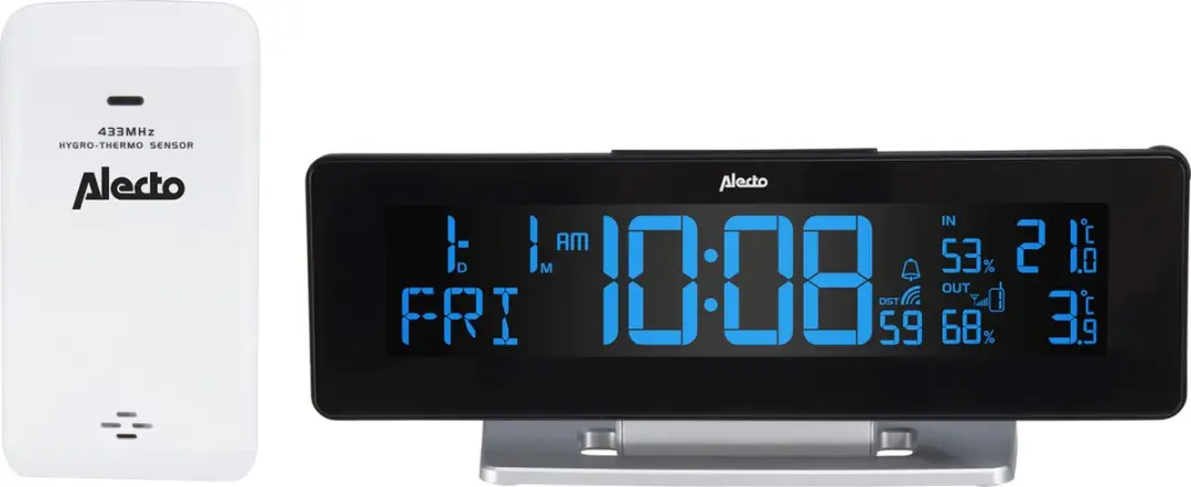 Alecto WS-2500 Wekker met Weerstation - Zwart-Zilver - afbeelding 4 van 6