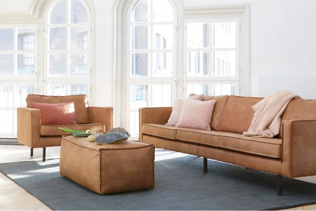 WOOOD Rodeo Poef - Cognac 43x120x60cm - afbeelding 4 van 6