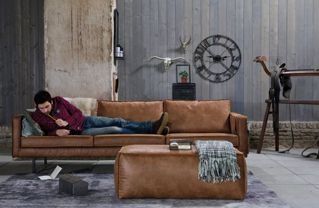 WOOOD Rodeo Poef - Cognac 43x120x60cm - afbeelding 6 van 6