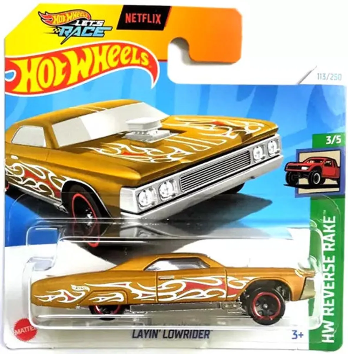 Hot Wheels Layin Lowrider Gold HW Reverse Rake 1:64