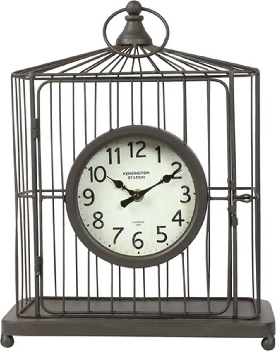 Countryfield Tafelklok Cage metaal L15,5B28,5H37CM wit/zwart