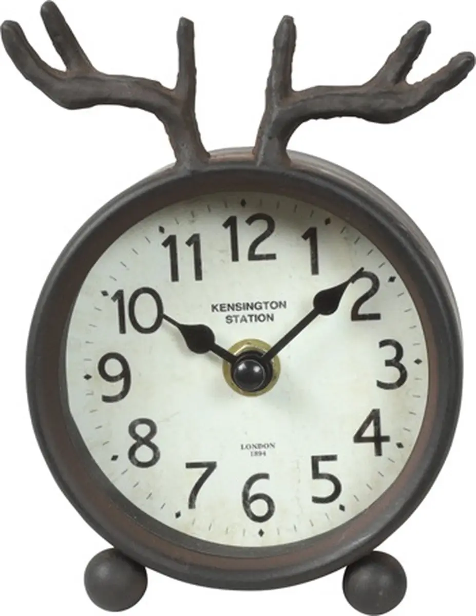 Countryfield Tafelklok Deer metaal L4,5B10,5H13,5CM wit/zwart