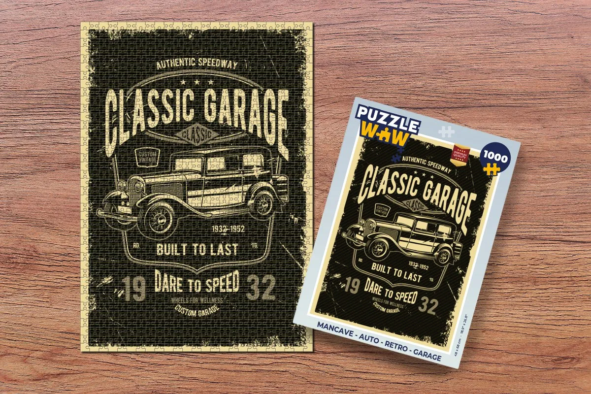 PuzzleWow Mancave Auto Retro Garage Legpuzzel 1000 Stuks - Multicolor