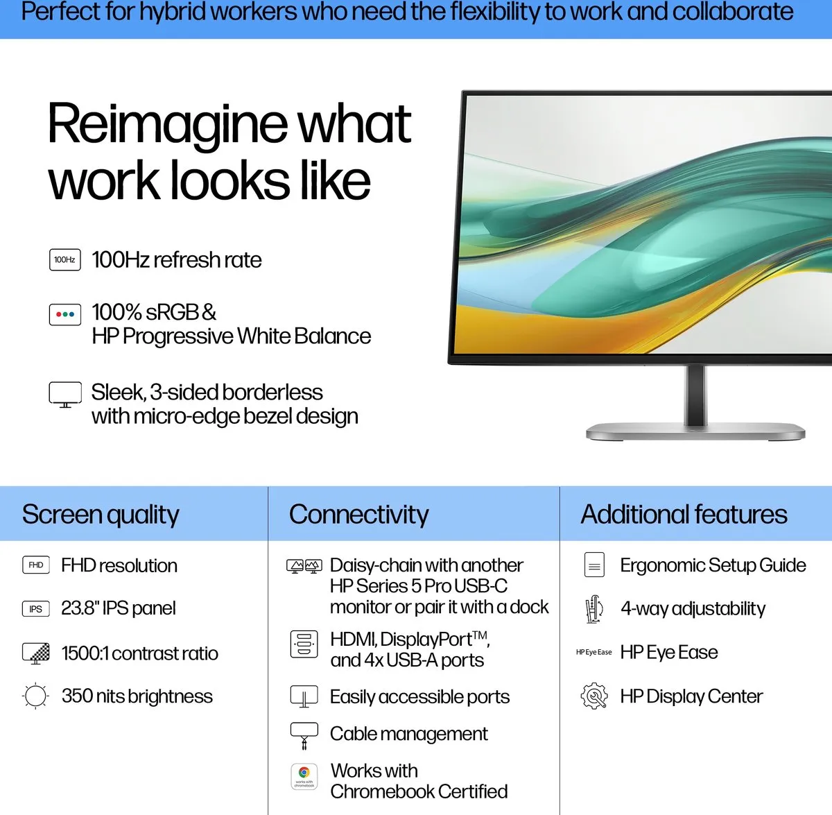HP Series 5 Pro 524pf Monitor 23.8" FullHD 100Hz